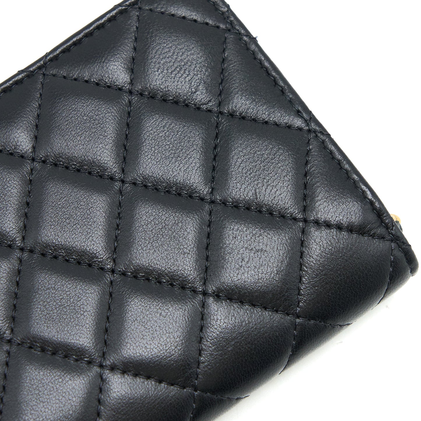 Chanel Pearl Crush Mini Flap Belt Bag with Chain Lambskin Black Brushed