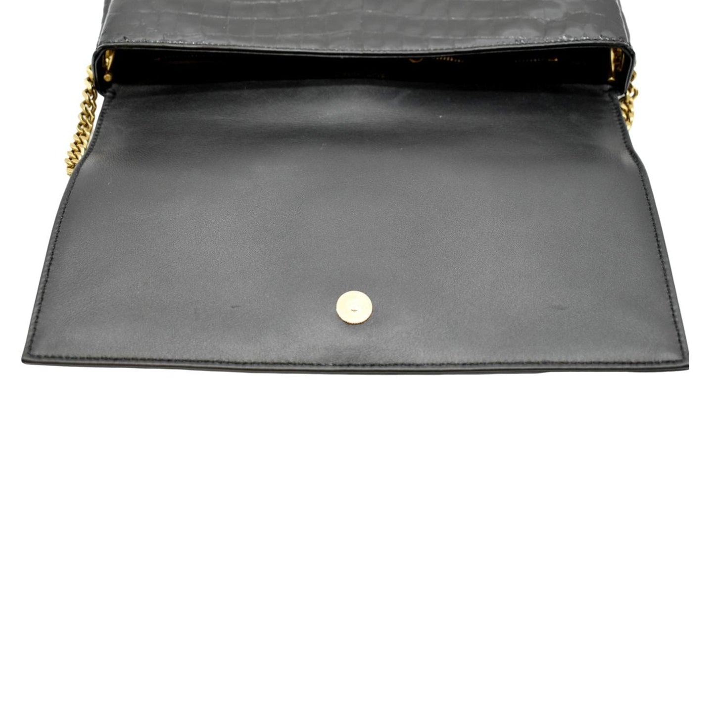 YVES SAINT LAURENT Kate 99 Embossed Alligator Leather Chain Shoulder Bag Black