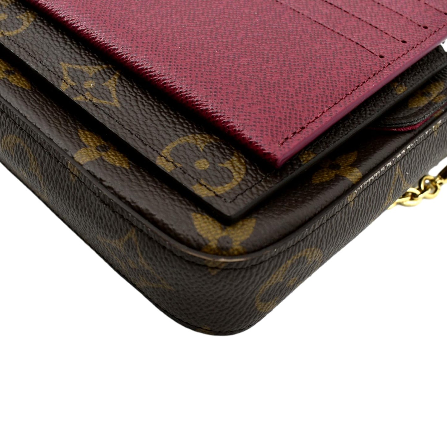 LOUIS VUITTON Felicie Monogram Canvas Pochette Crossbody Bag Fuchsia