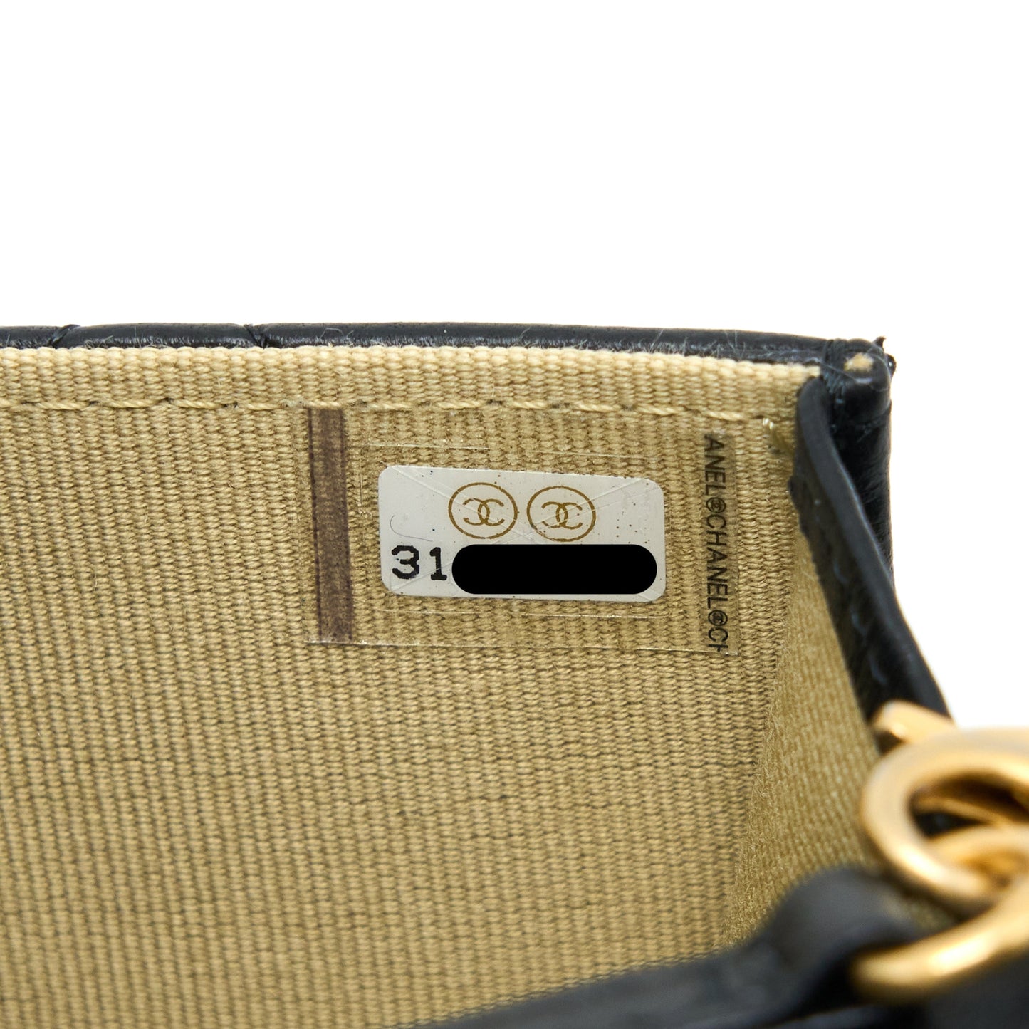 Chanel Pearl Crush Mini Flap Belt Bag with Chain Lambskin Black Brushed