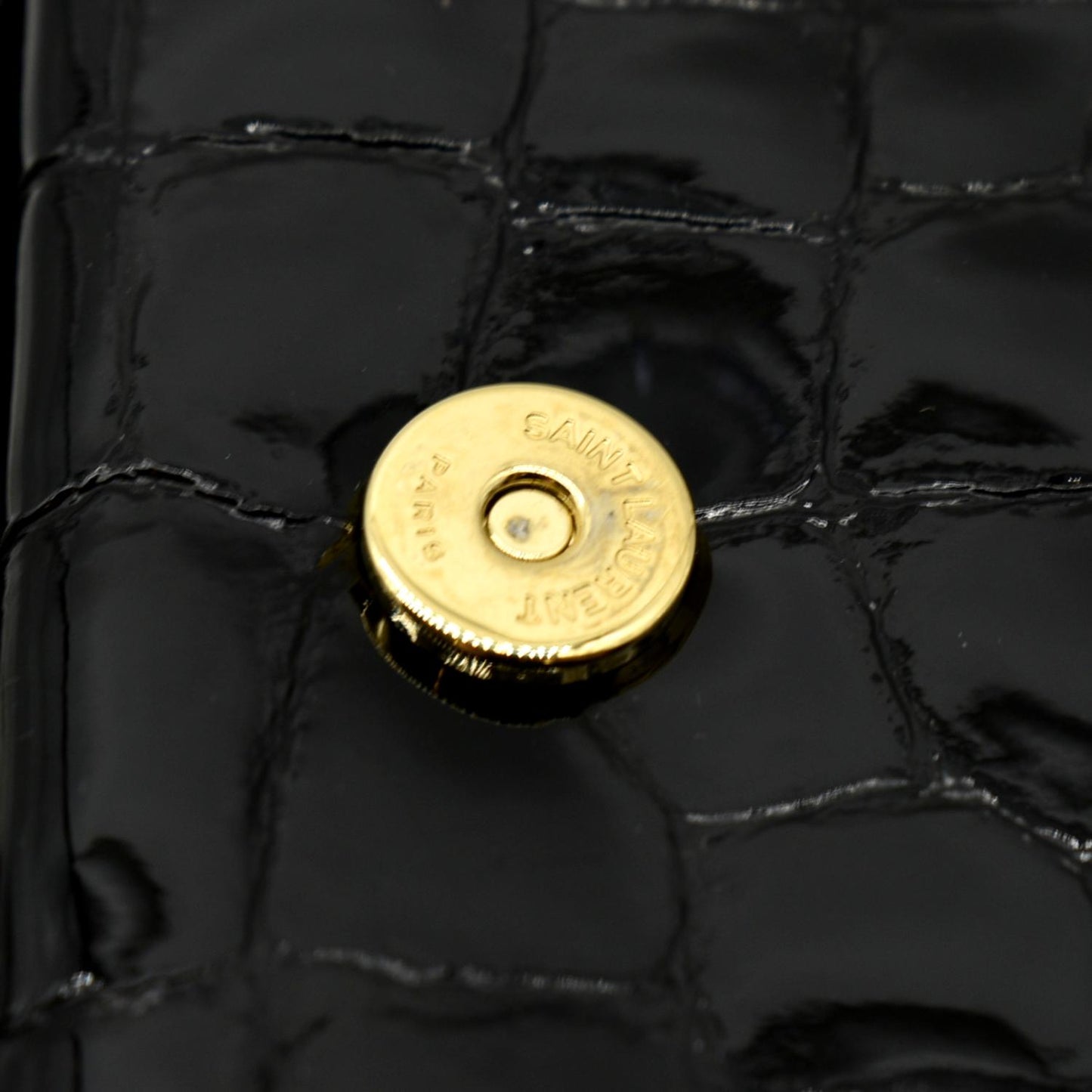 YVES SAINT LAURENT Kate 99 Embossed Alligator Leather Chain Shoulder Bag Black