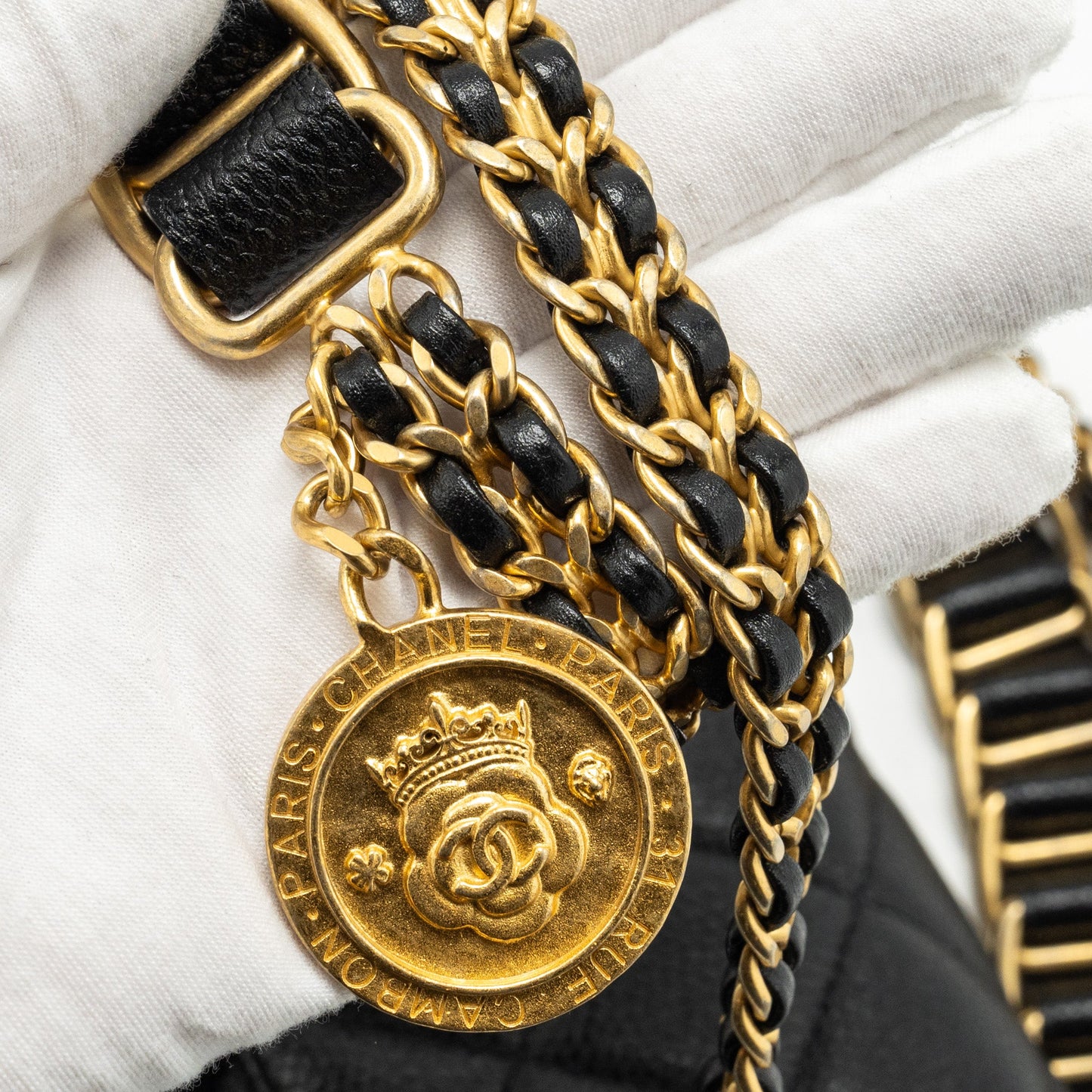 Chanel 21A Detailed Chains Flap Bag Caviar Black (Microchip)