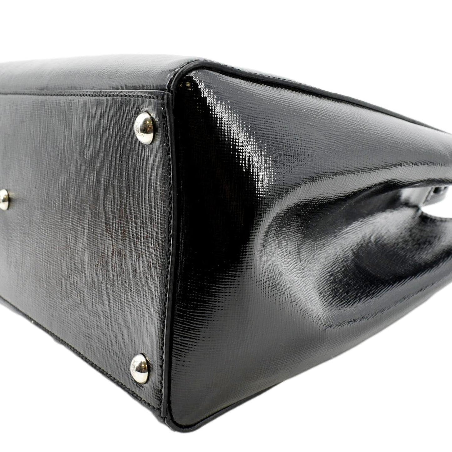 FENDI 2 Jours Patent Leather Shoulder Bag Black