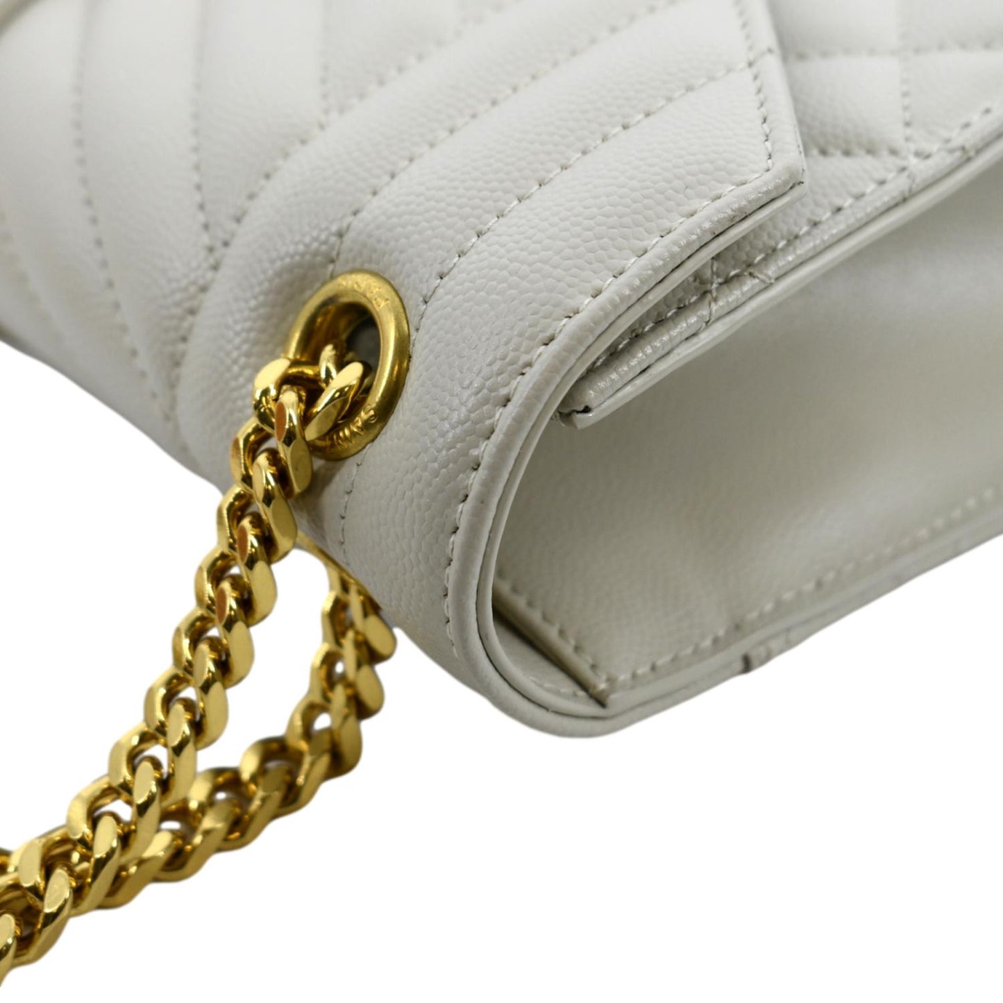 YVES SAINT LAURENT Envelope Medium Matelasse Leather Crossbody Bag White