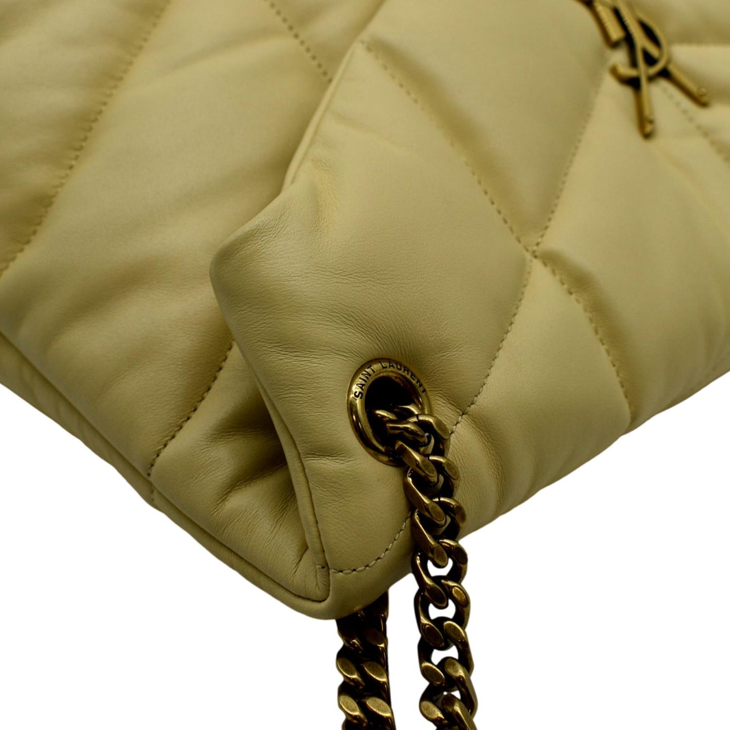 YVES SAINT LAURENT Loulou Puffer Quilted Leather Crossbody Bag Light Creme