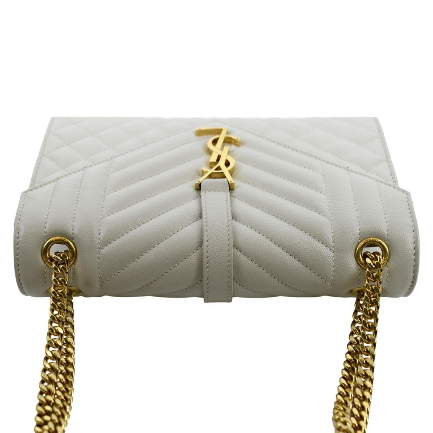 YVES SAINT LAURENT Envelope Medium Matelasse Leather Crossbody Bag White