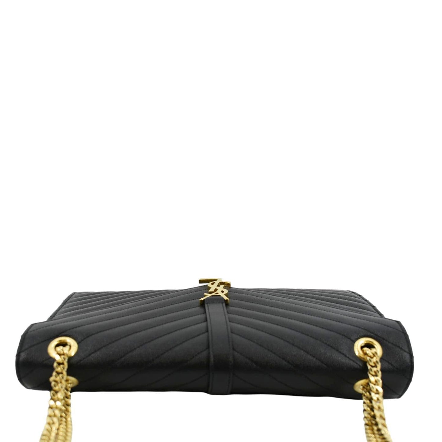 YVES SAINT LAURENT Large Envelope Flap Matelasse Leather Shoulder Bag Black