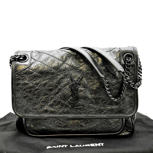 YVES SAINT LAURENT Niki Medium Leather Shoulder Bag Black