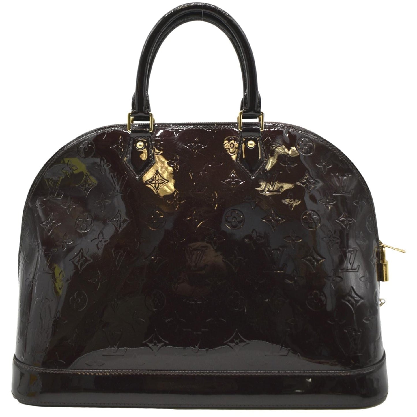 LOUIS VUITTON Alma GM Monogram Vernis Leather Satchel Bag Amarante