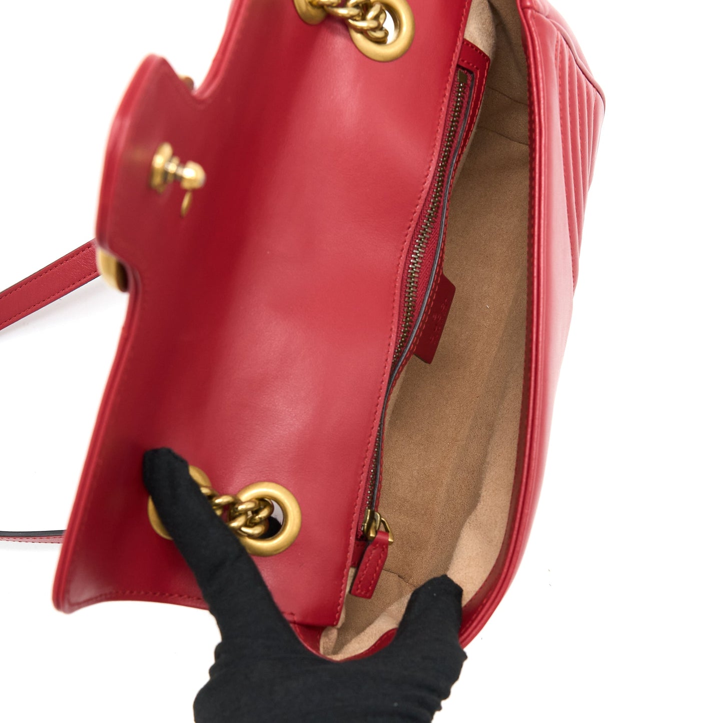 Gucci Small GG Marmont Matelasse Shoulder Bag Calfskin Red