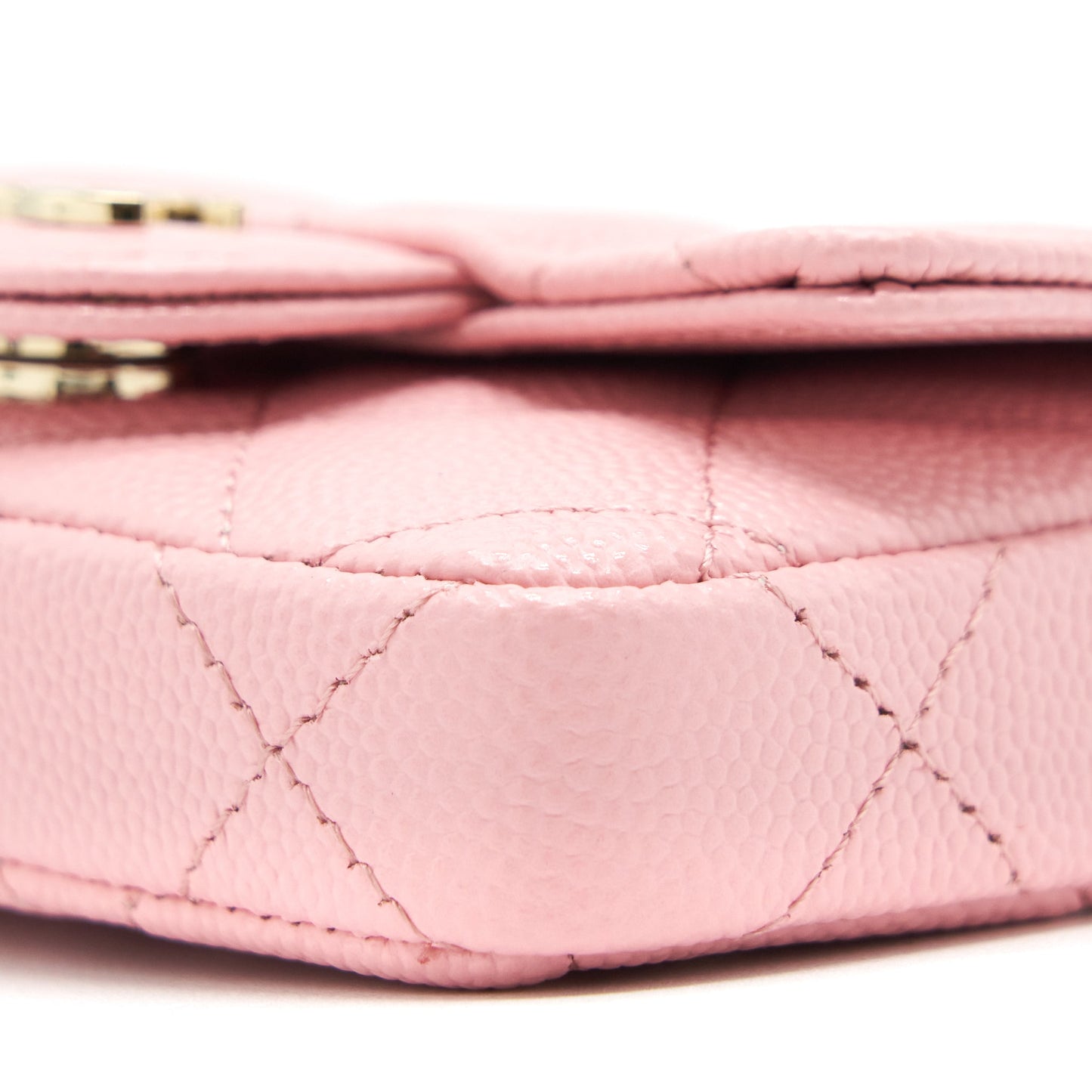 Chanel 22P Mini Flap Belt Bag/Card Holder Caviar Light Pink L