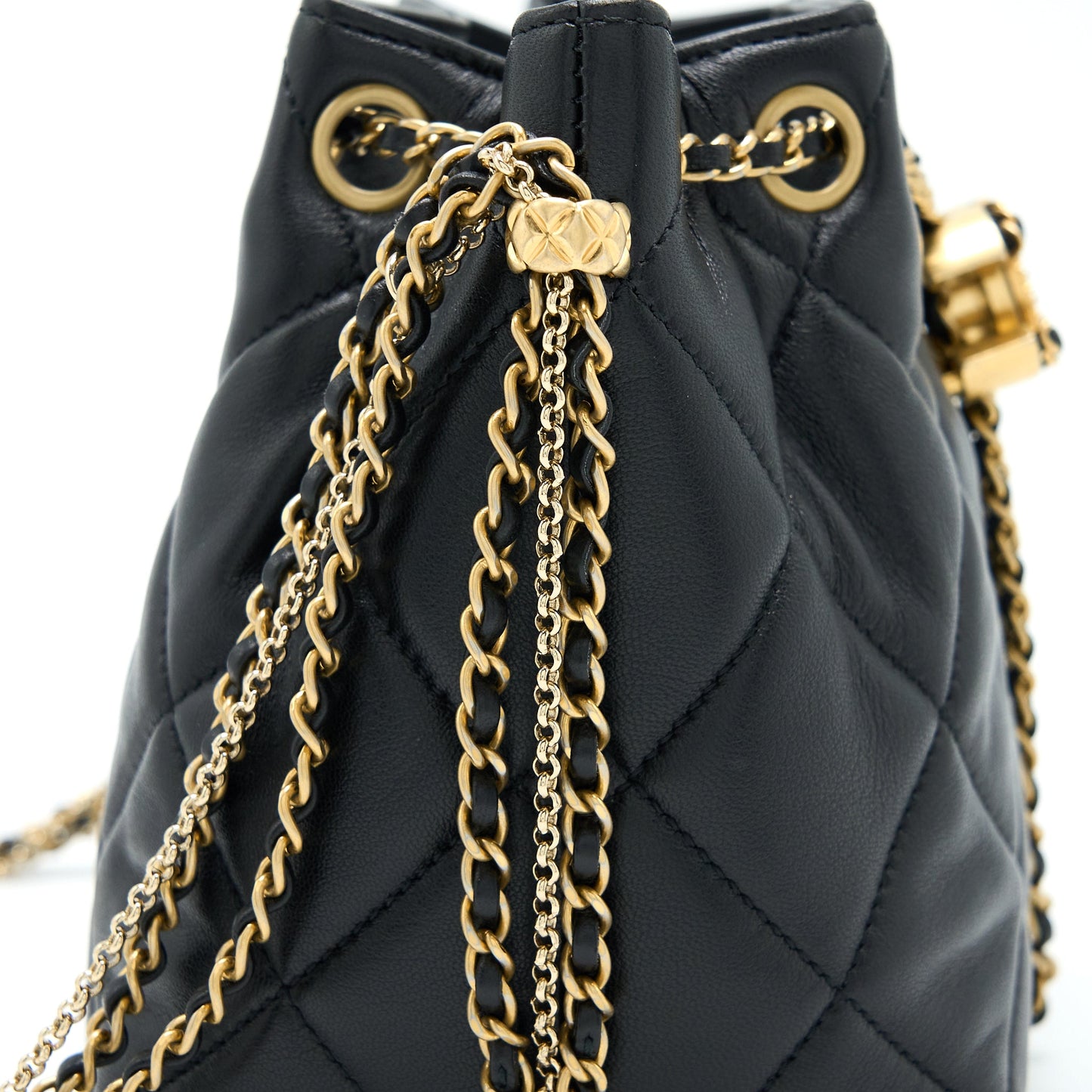 Chanel Drawstring Bucket Bag Lambskin Black (Microchip)