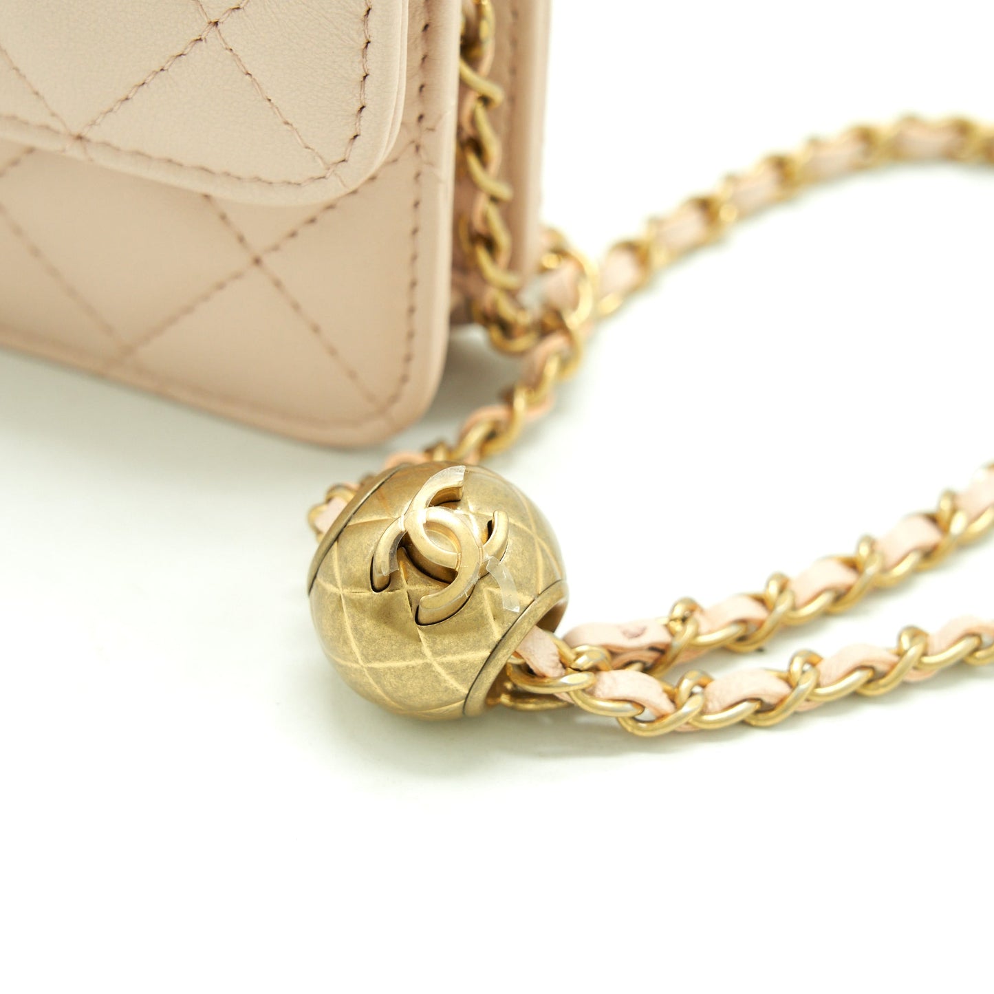 Chanel Pearl Crush Mini Flap Belt Bag Lambskin Light Pink