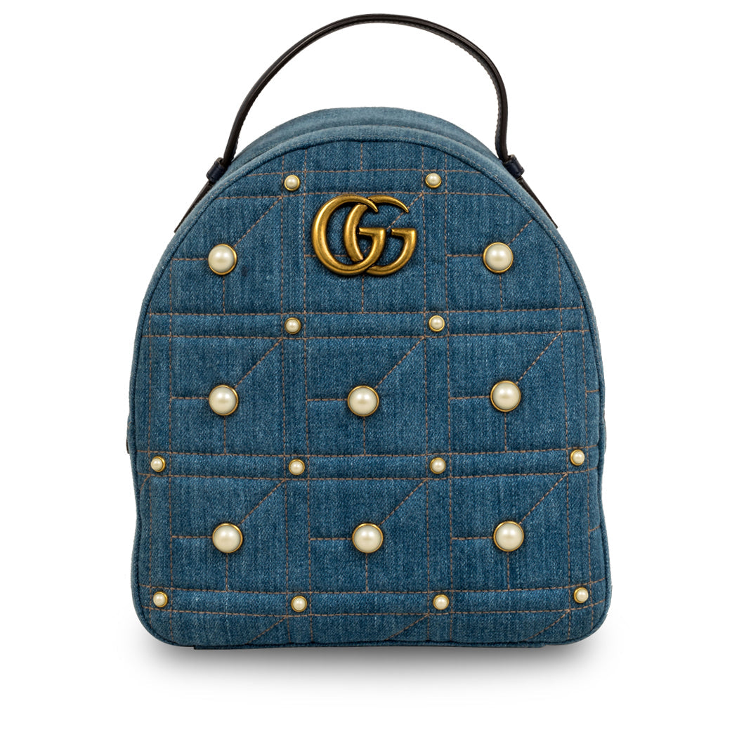 Gucci Denim Marmont Pearl Backpack