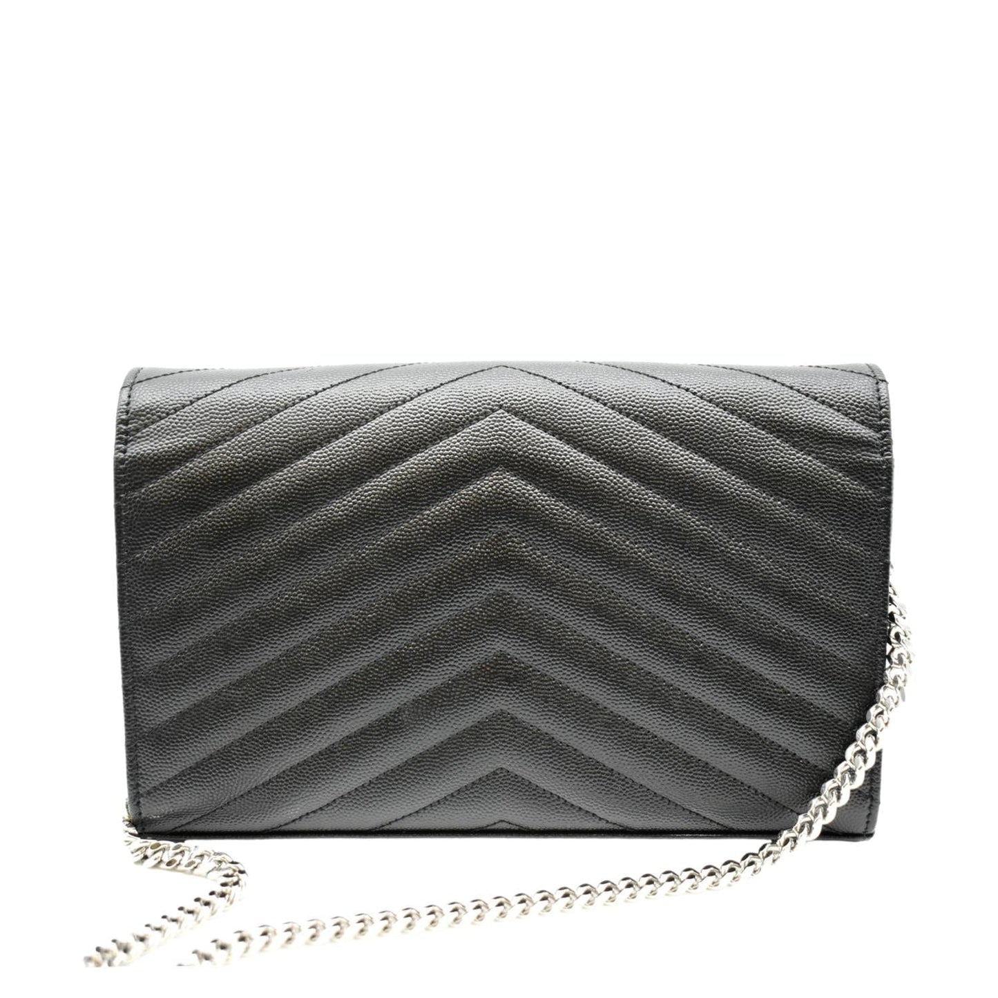 YVES SAINT LAURENT Wallet on Chain Leather Shoulder Bag Black