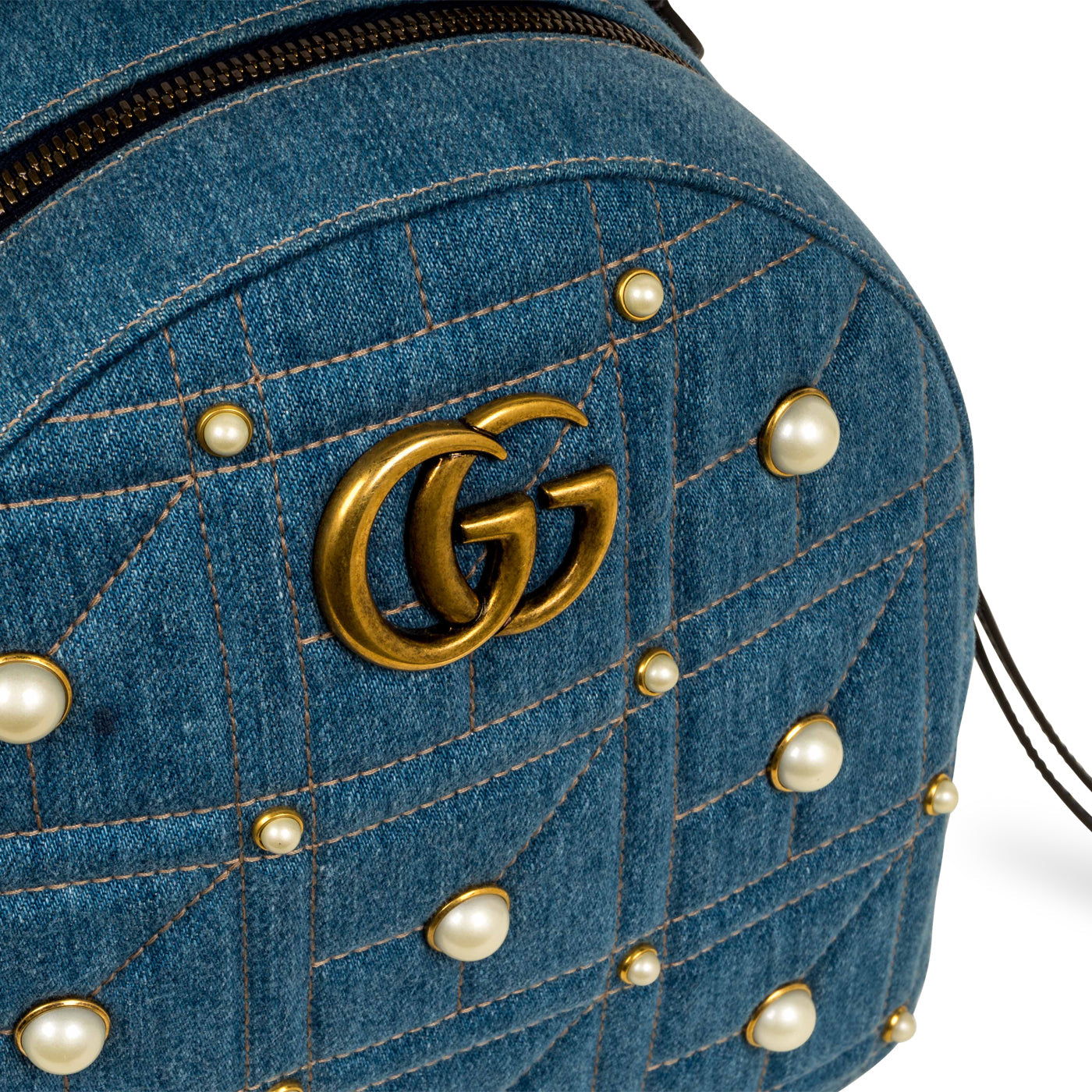Gucci Denim Marmont Pearl Backpack