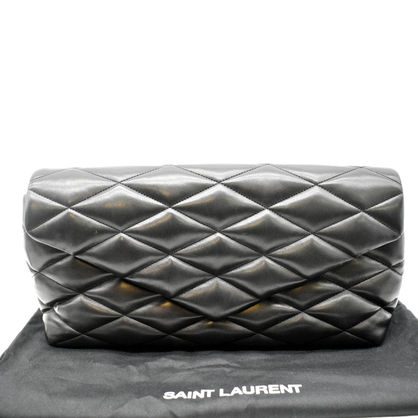 YVES SAINT LAURENT Sade Large Quilted Leather Clutch Bag Black