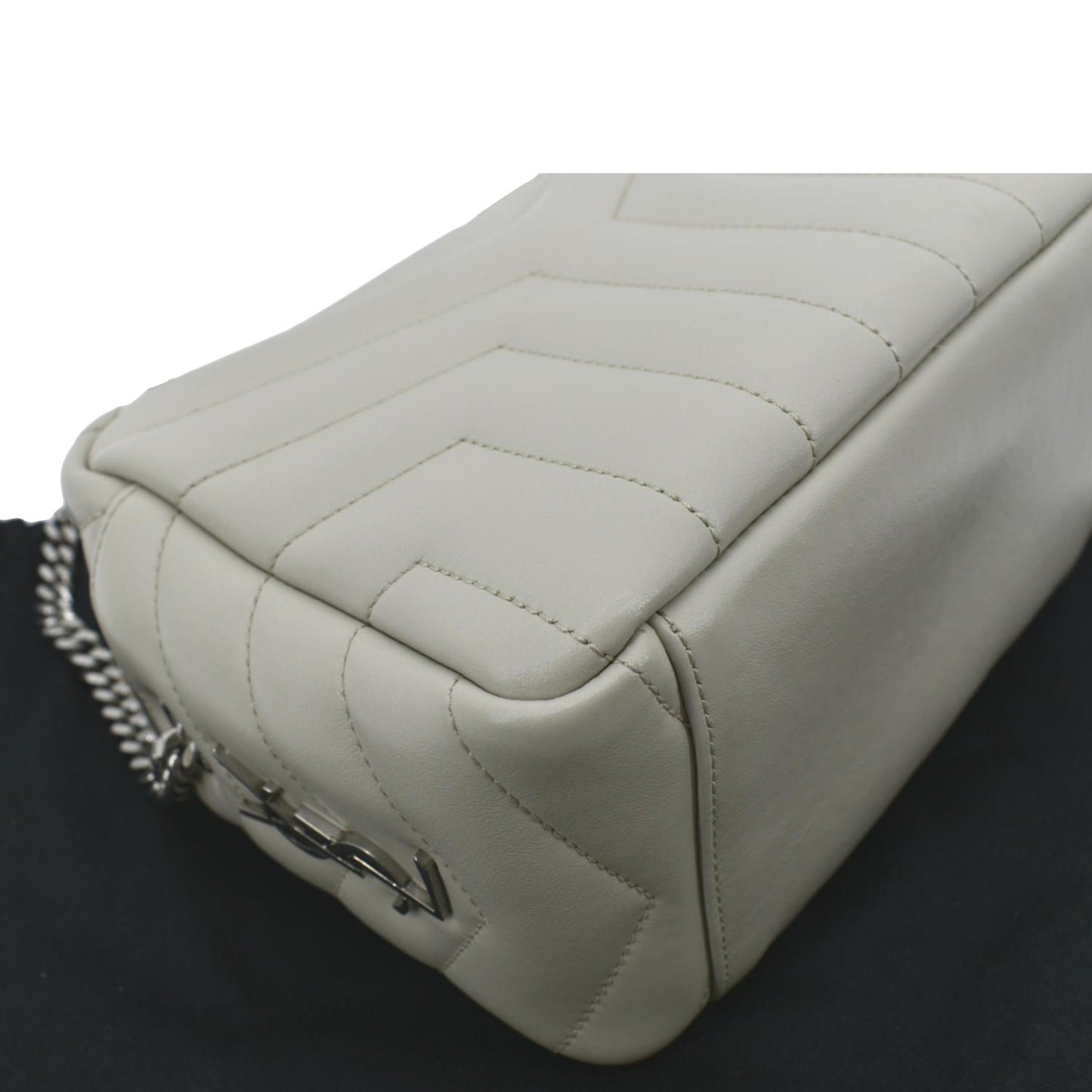 YVES SAINT LAURENT Loulou Y Small Calfskin Leather Crossbody Bag White