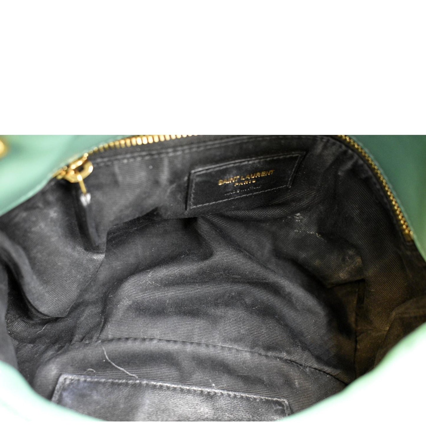 YVES SAINT LAURENT Loulou Puffer Mini Quilted Canvas Crossbody Bag Light Green