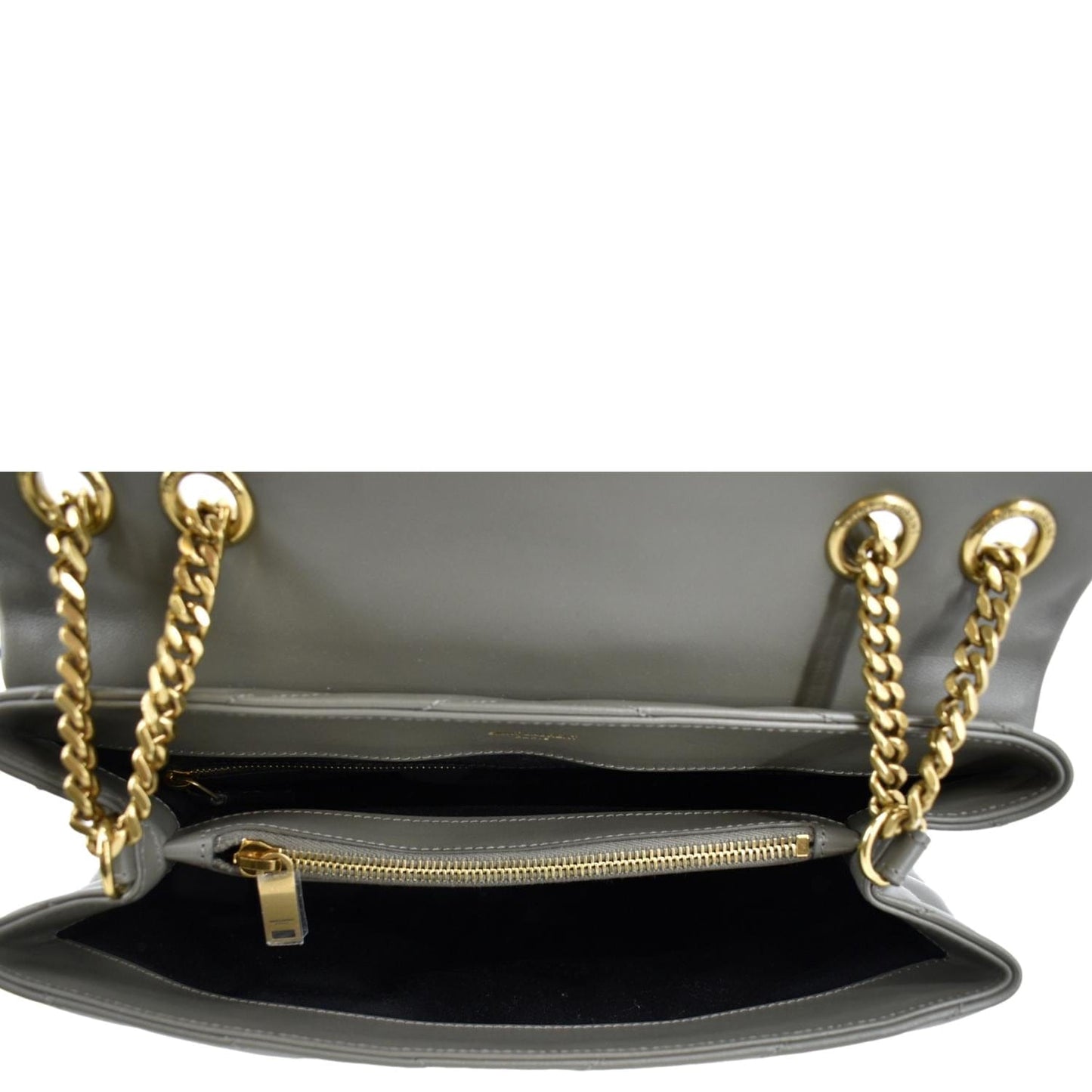 YVES SAINT LAURENT Medium Loulou Matelasse Leather Chain Shoulder Bag Neutral Grey