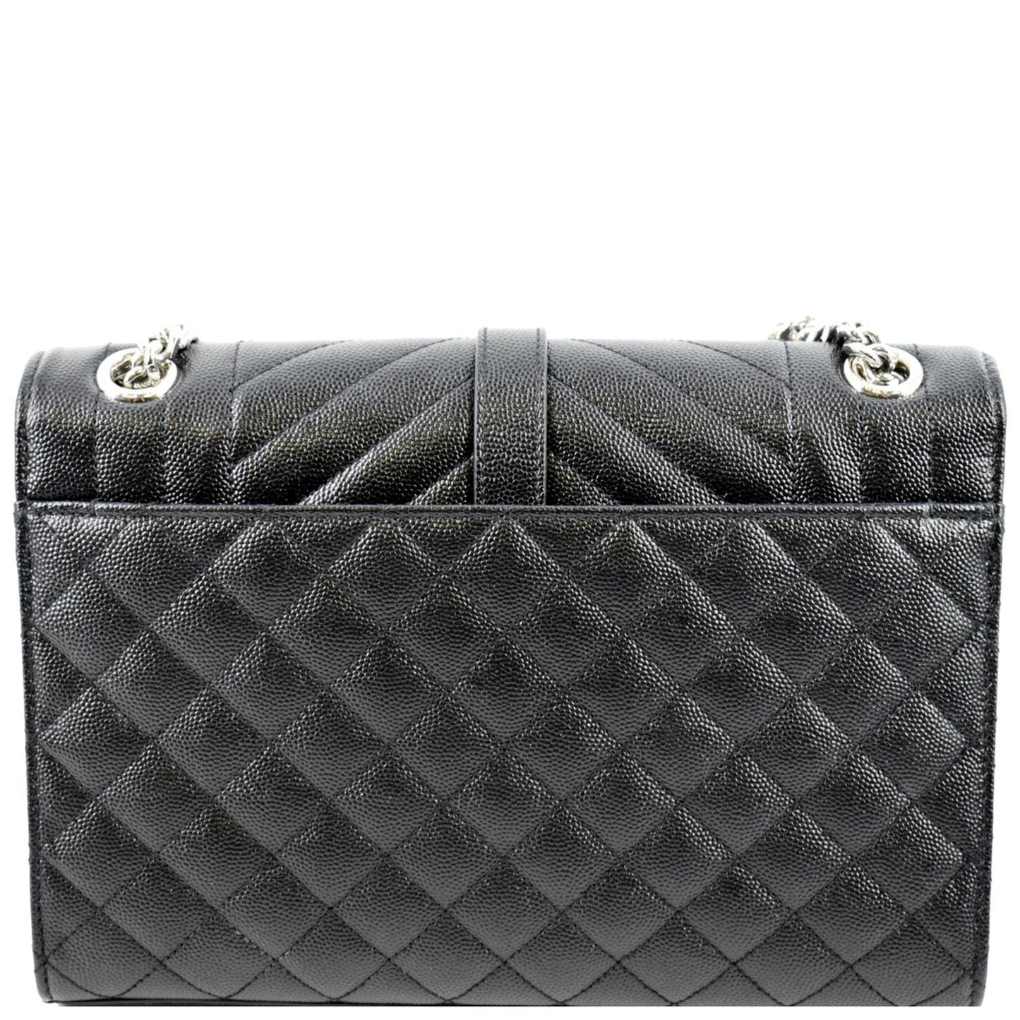 YVES SAINT LAURENT Medium Envelope Leather Chain Shoulder Bag Black