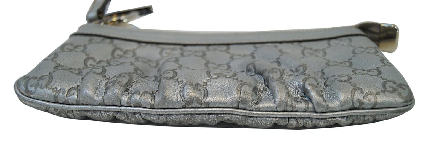 GUCCI Guccissima Interlocking G Wristlet Silver