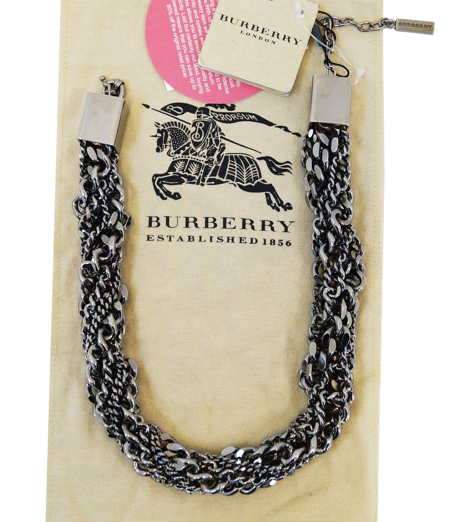 Burberry Multi Chain Gunmetal Necklace Adjustable
