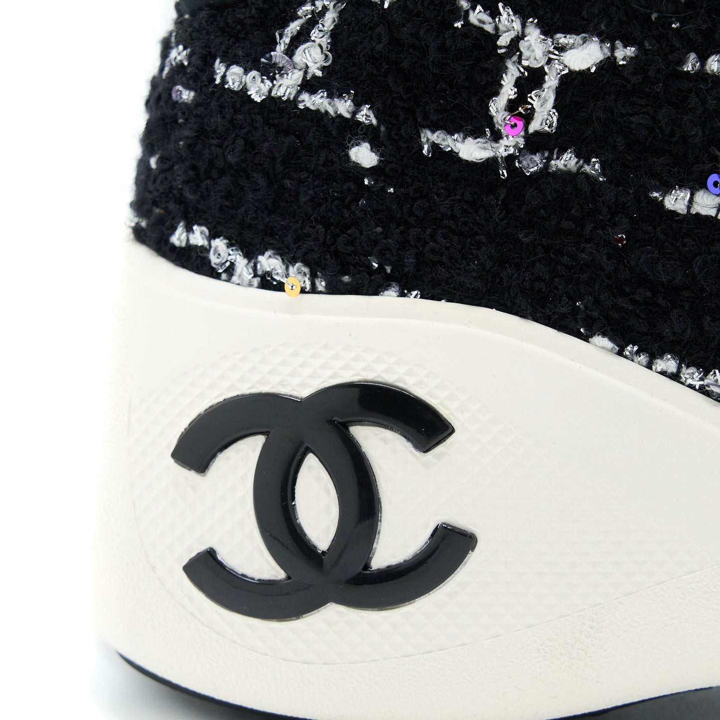 Chanel Size 36.5 Winter Sneakers Fabric Black/White