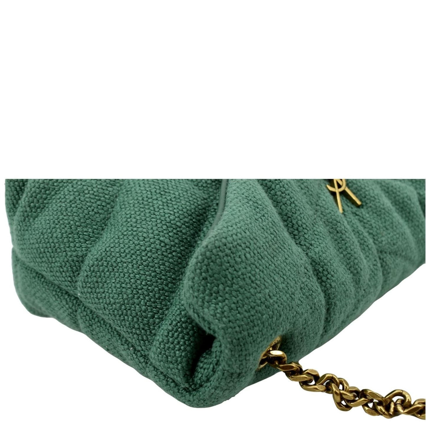 YVES SAINT LAURENT Loulou Puffer Mini Quilted Canvas Crossbody Bag Light Green