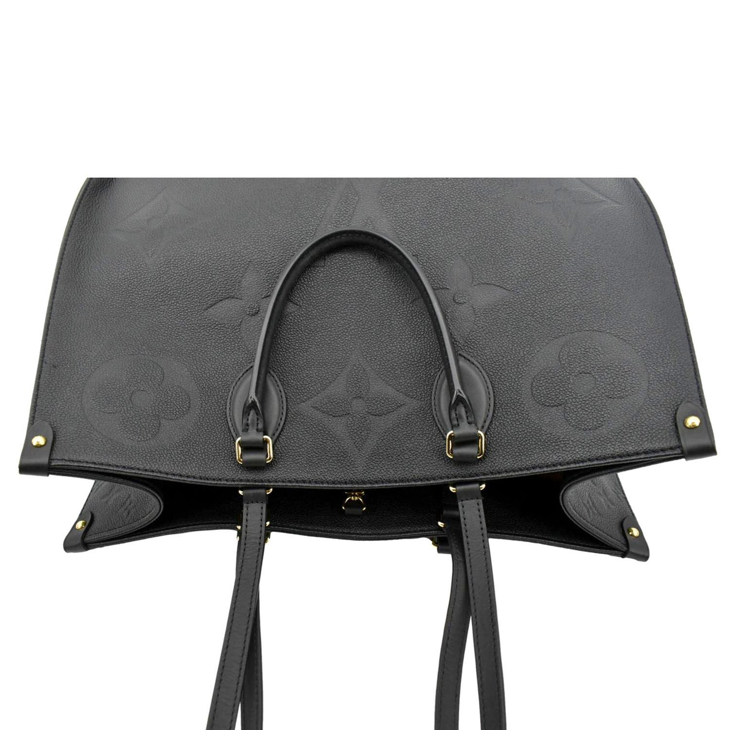 LOUIS VUITTON Onthego GM Monogram Empreinte Leather Tote Bag Black