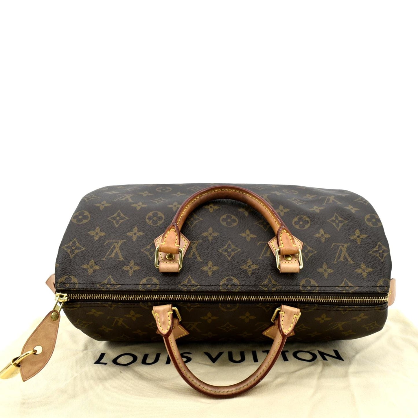 LOUIS VUITTON Speedy 35 Monogram Canvas Satchel Bag Brown