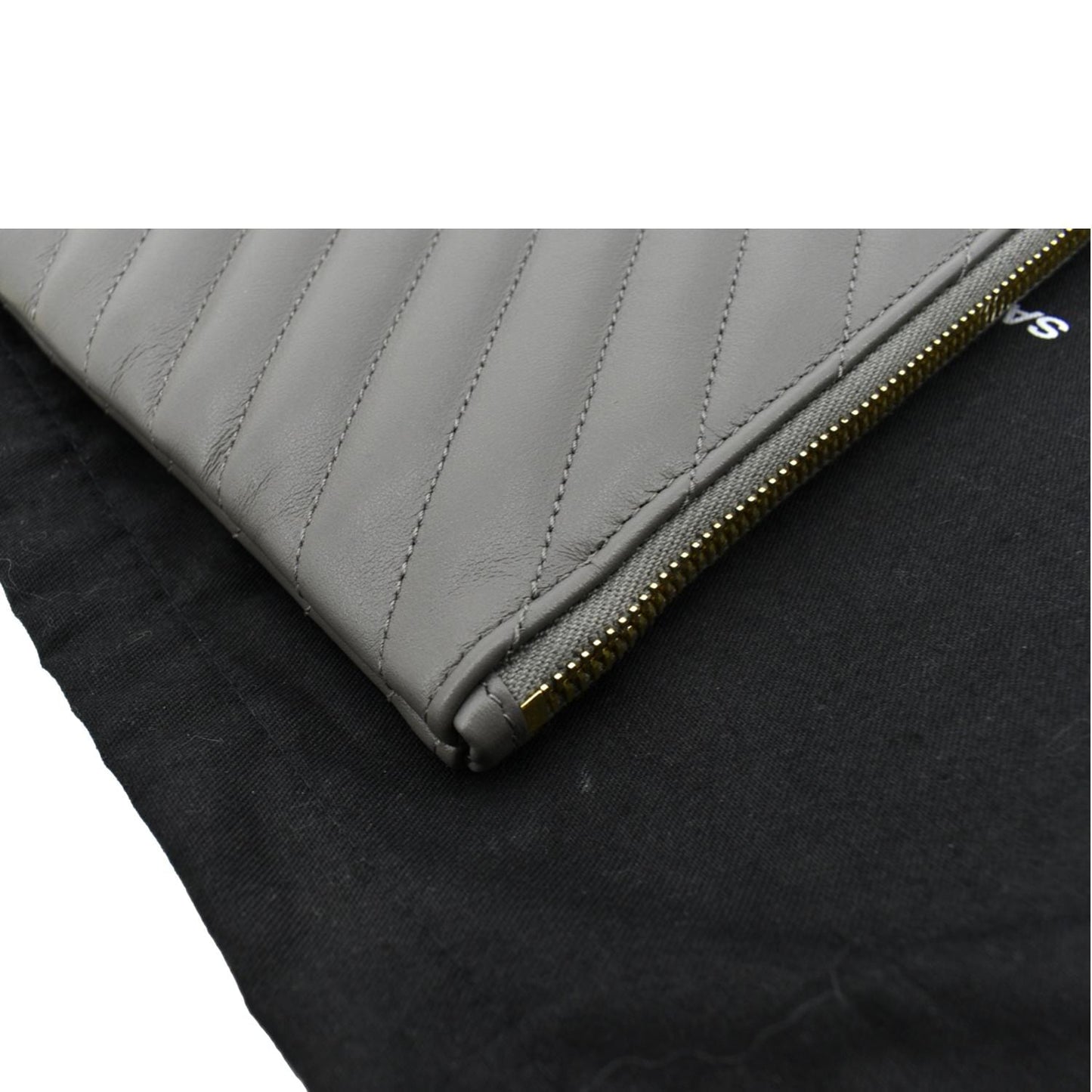 YVES SAINT LAURENT Monogram Leather Pouch Grey