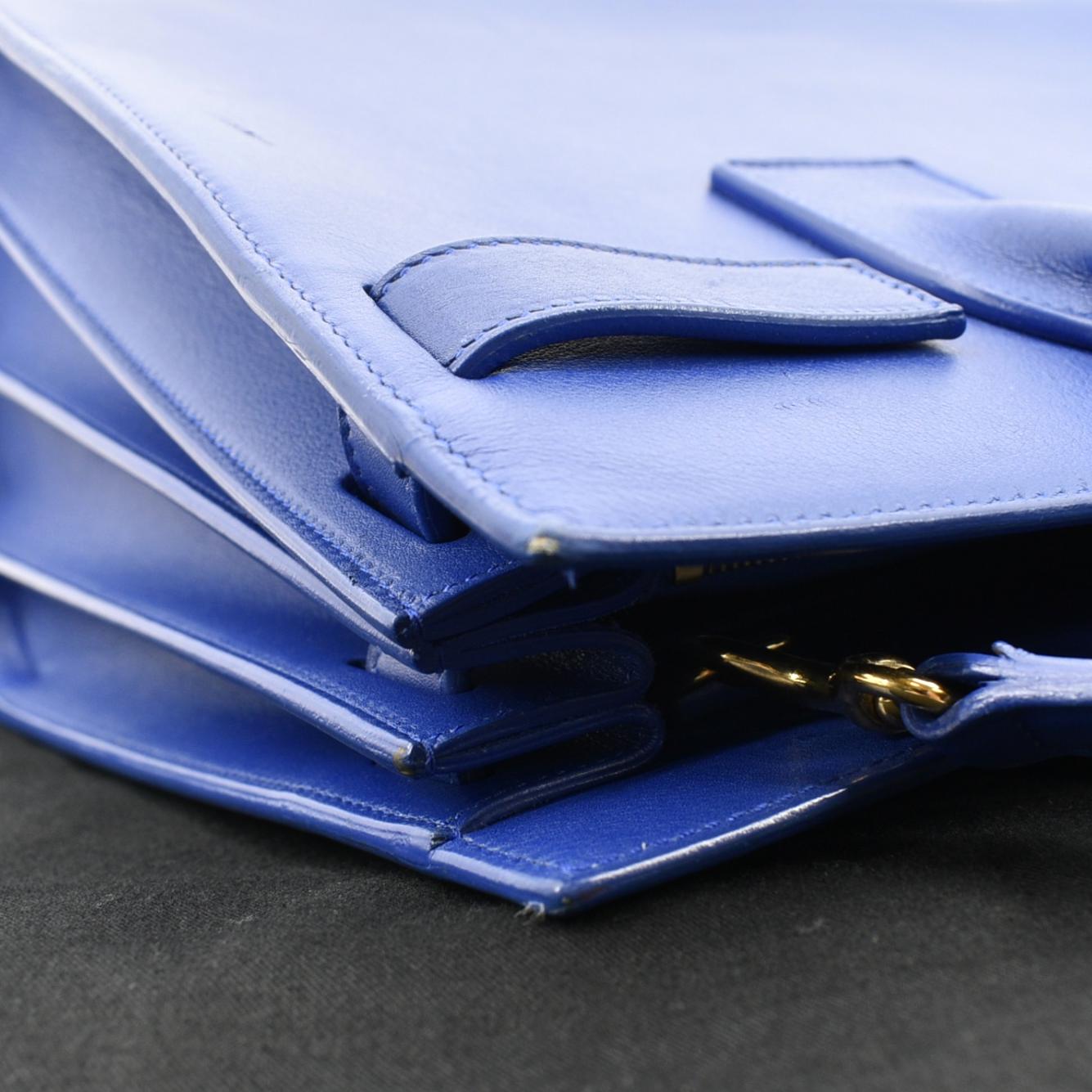 YVES SAINT LAURENT Sac de Jour Leather Shoulder Bag Blue