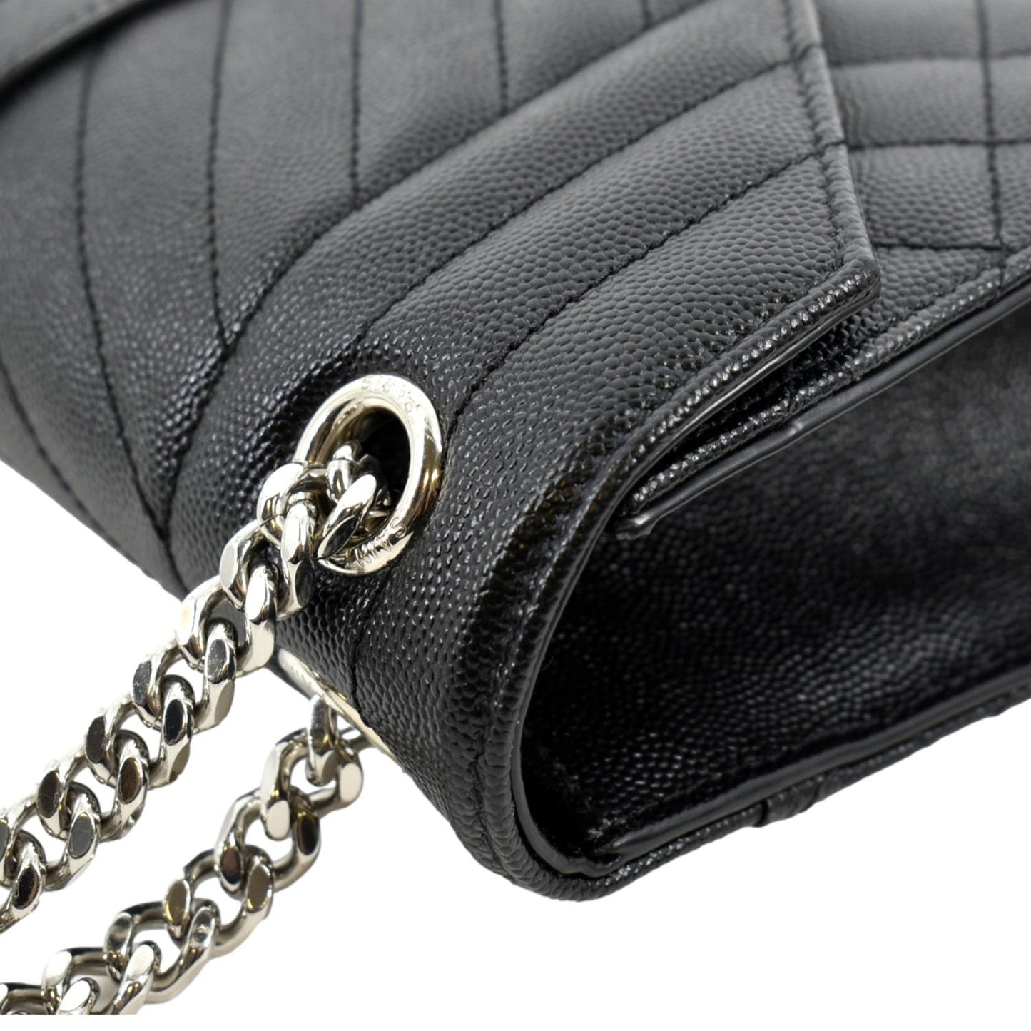 YVES SAINT LAURENT Medium Envelope Leather Chain Shoulder Bag Black