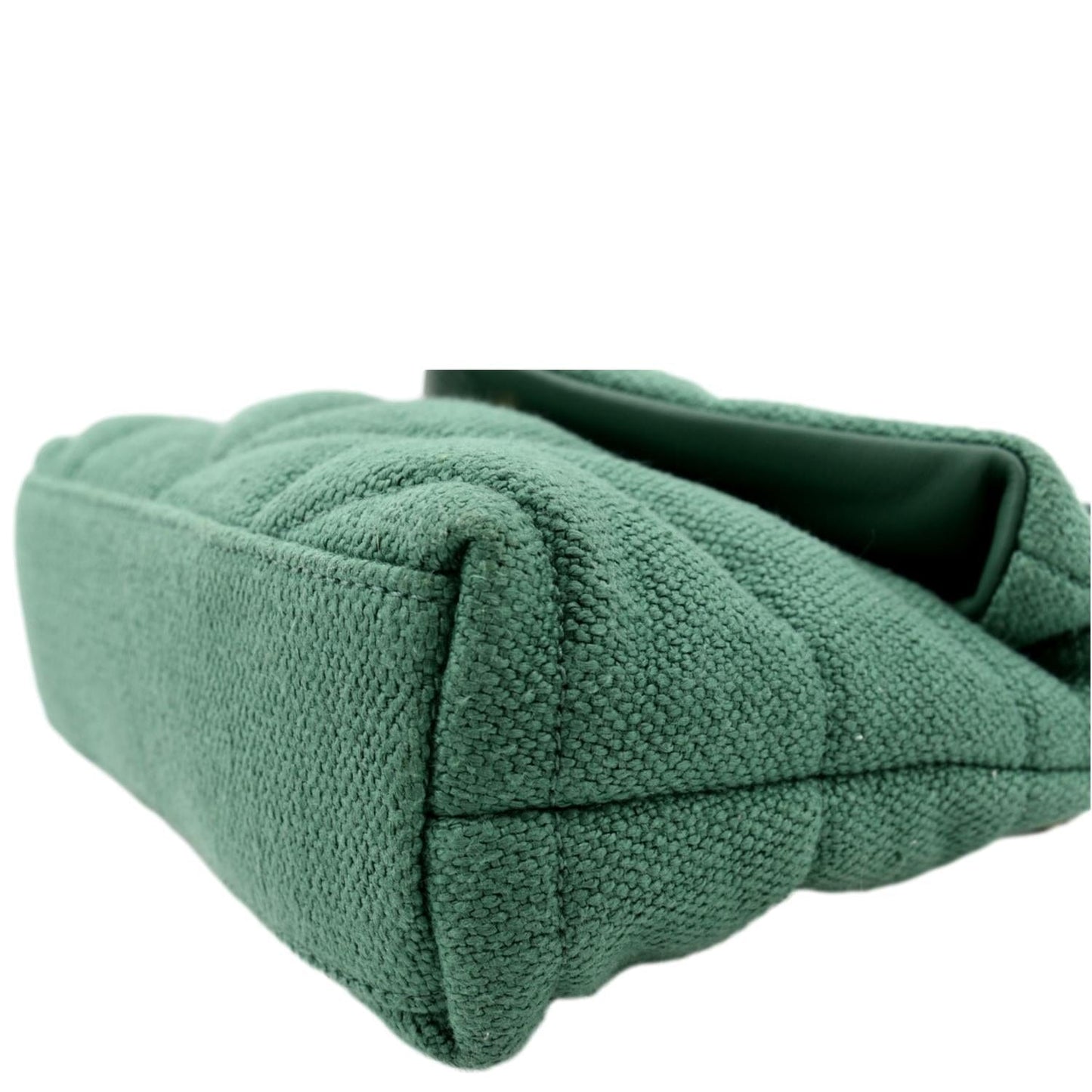 YVES SAINT LAURENT Loulou Puffer Mini Quilted Canvas Crossbody Bag Light Green