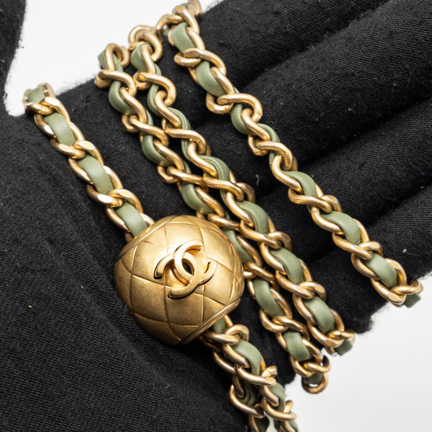 Chanel pearl crush mini square flap bag lambskin green (microchip)