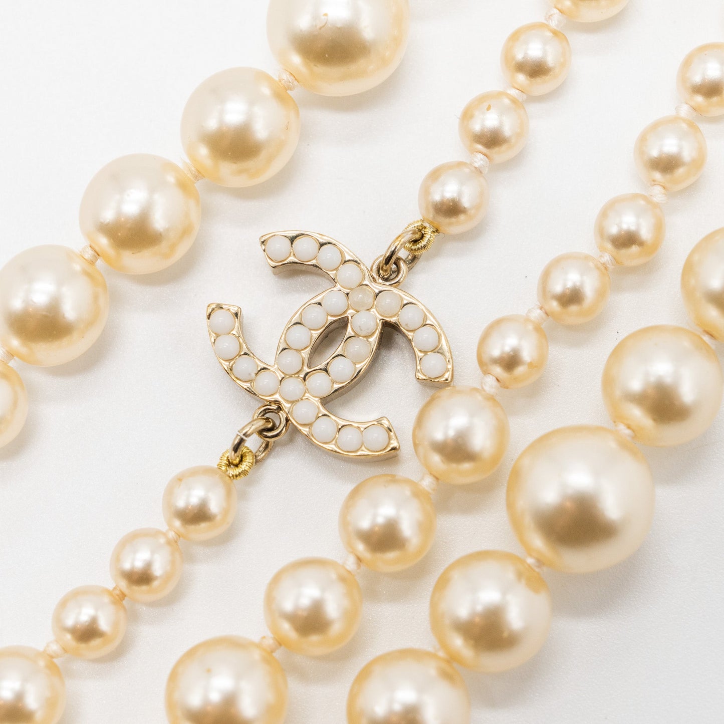 Chanel CC Logo Pearl Long Necklace L