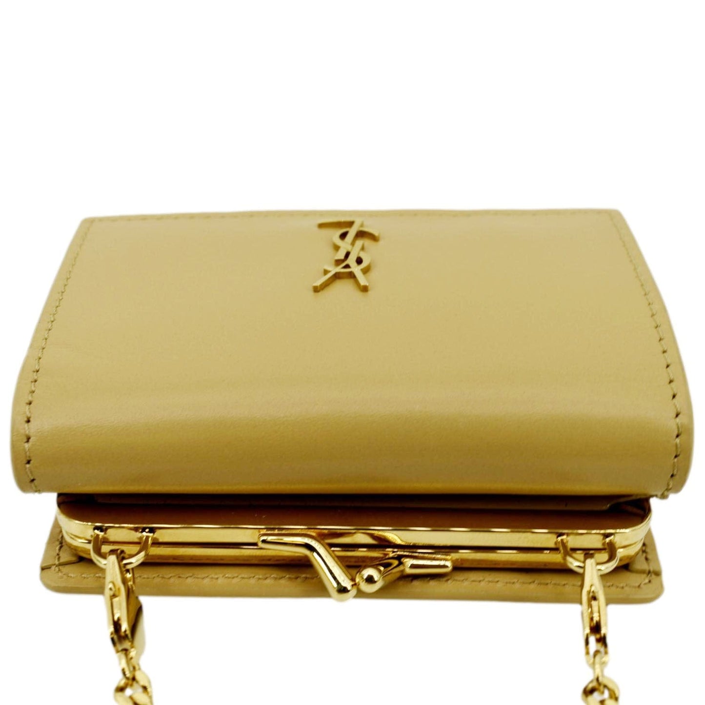 YVES SAINT LAURENT Rider Smooth Leather Shoulder Bag Beige