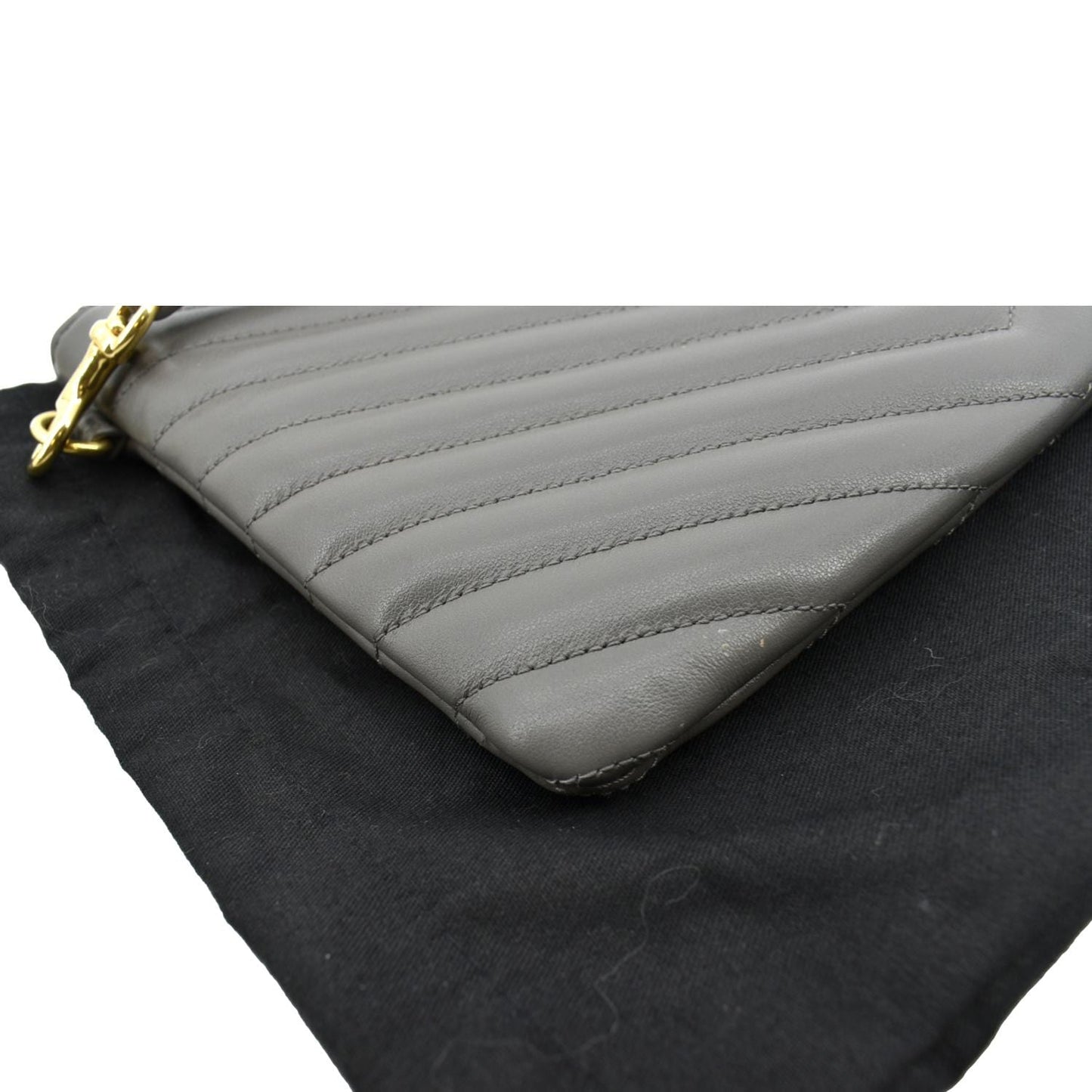 YVES SAINT LAURENT Monogram Leather Pouch Grey