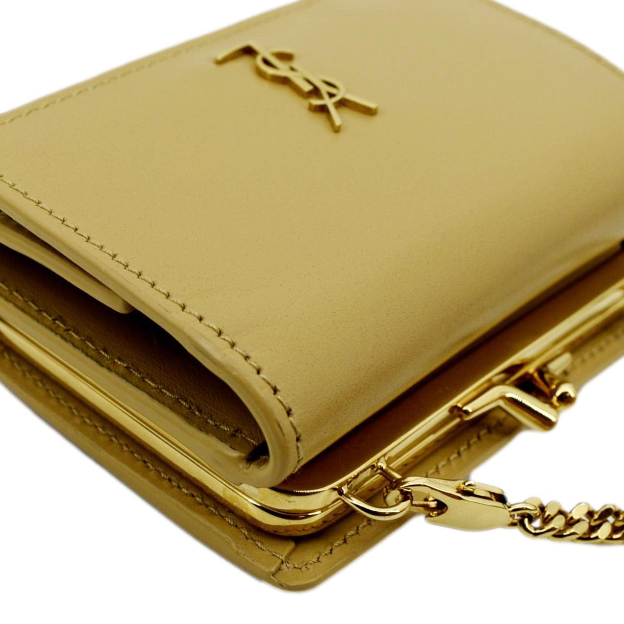 YVES SAINT LAURENT Rider Smooth Leather Shoulder Bag Beige