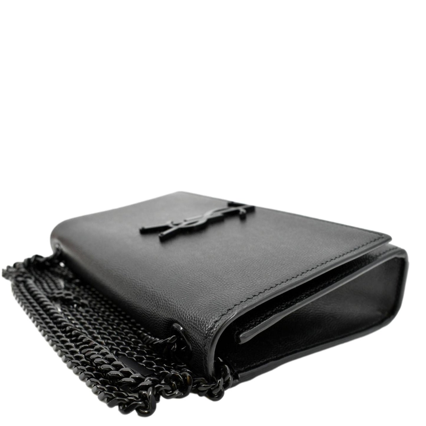 YVES SAINT LAURENT Kate Leather Chain Clutch Crossbody Bag Black