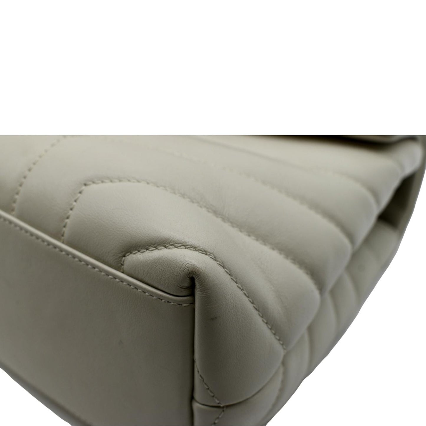 YVES SAINT LAURENT Loulou Toy Quilted Leather Crossbody Bag Ivory