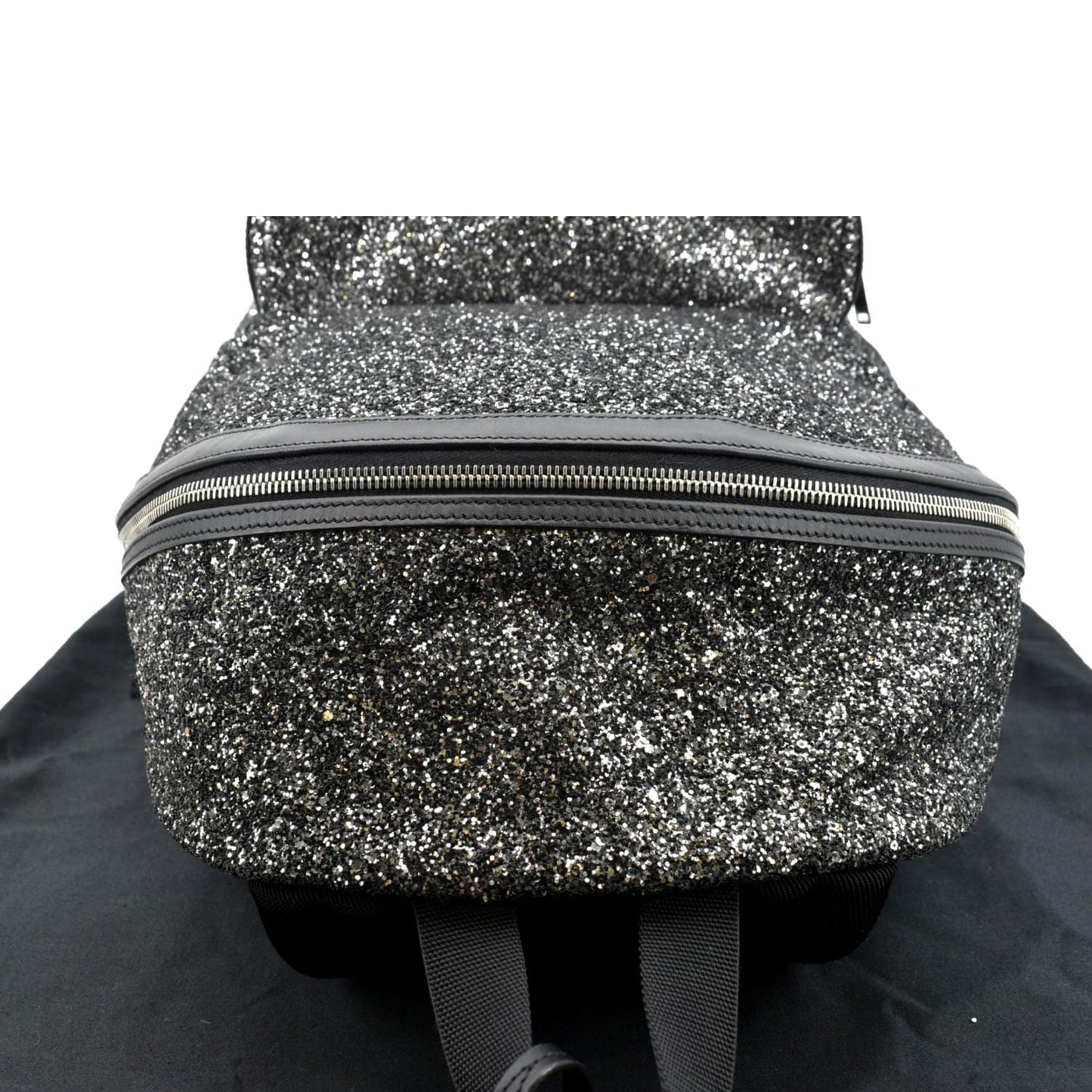 YVES SAINT LAURENT City Glitter Canvas Backpack Bag Black