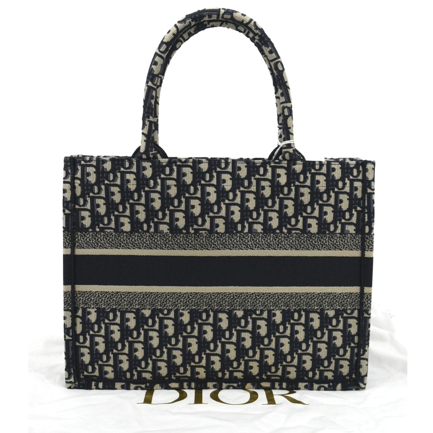 CHRISTIAN DIOR Book Small Oblique Embroidery Tote Bag Blue