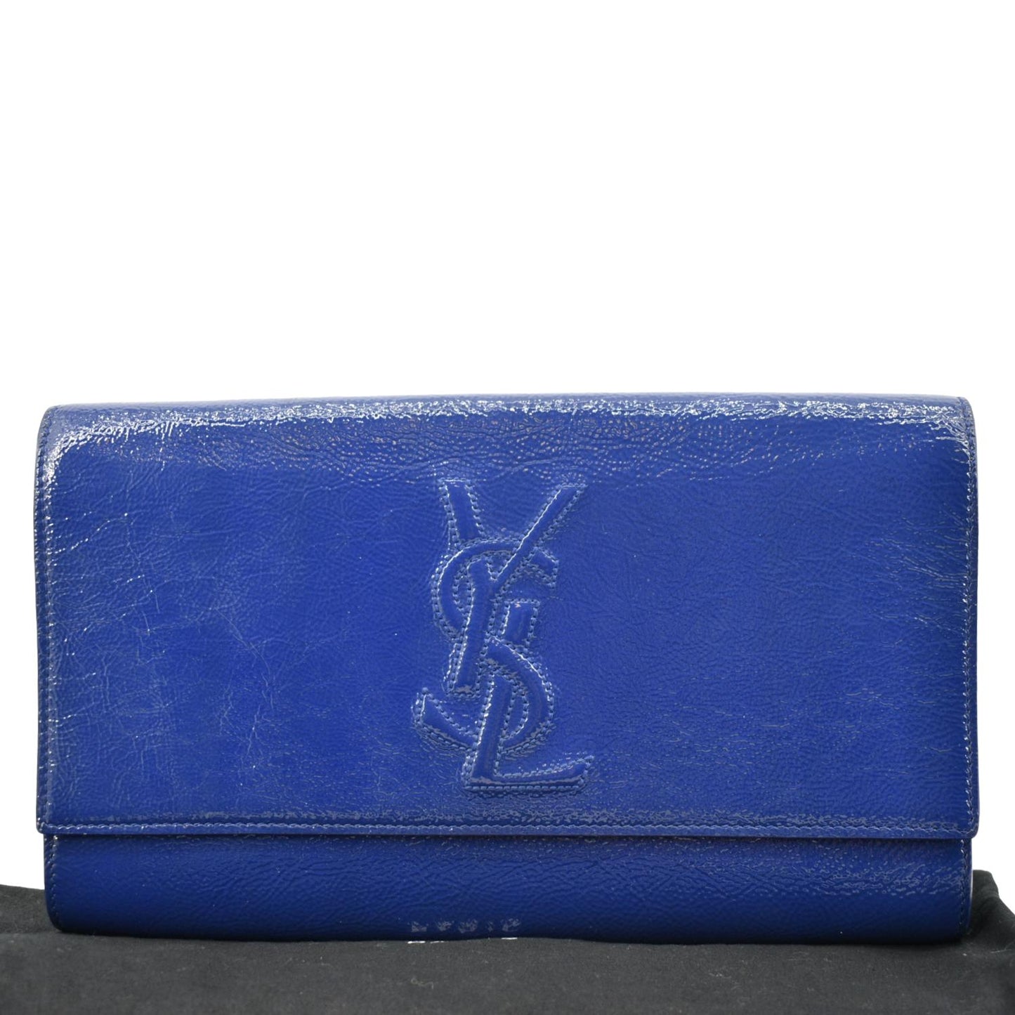 YVES SAINT LAURENT Belle de Jour Leather Clutch Bag Blue