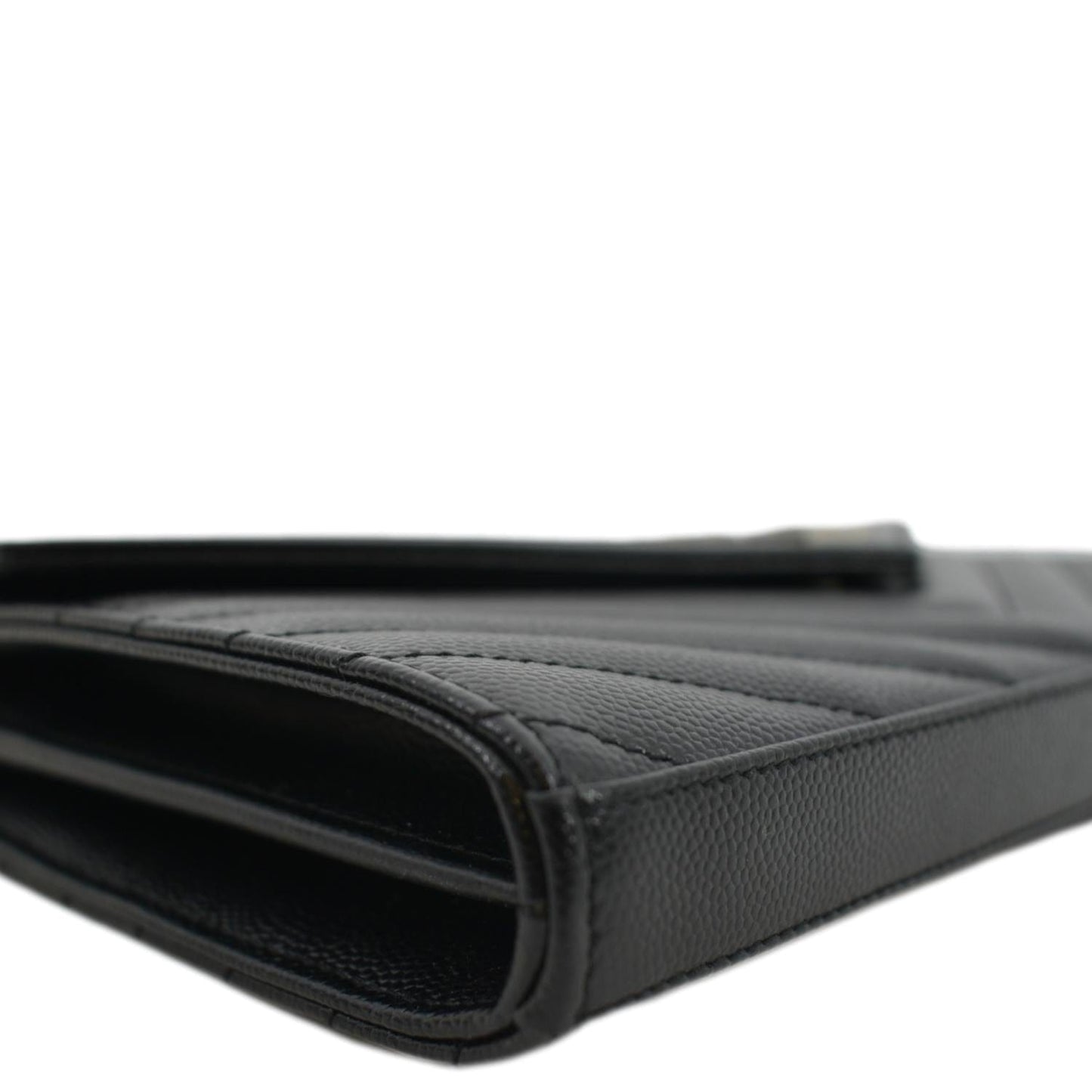 YVES SAINT LAURENT Cassandre Chain Wallet Leather Crossbody Bag Black