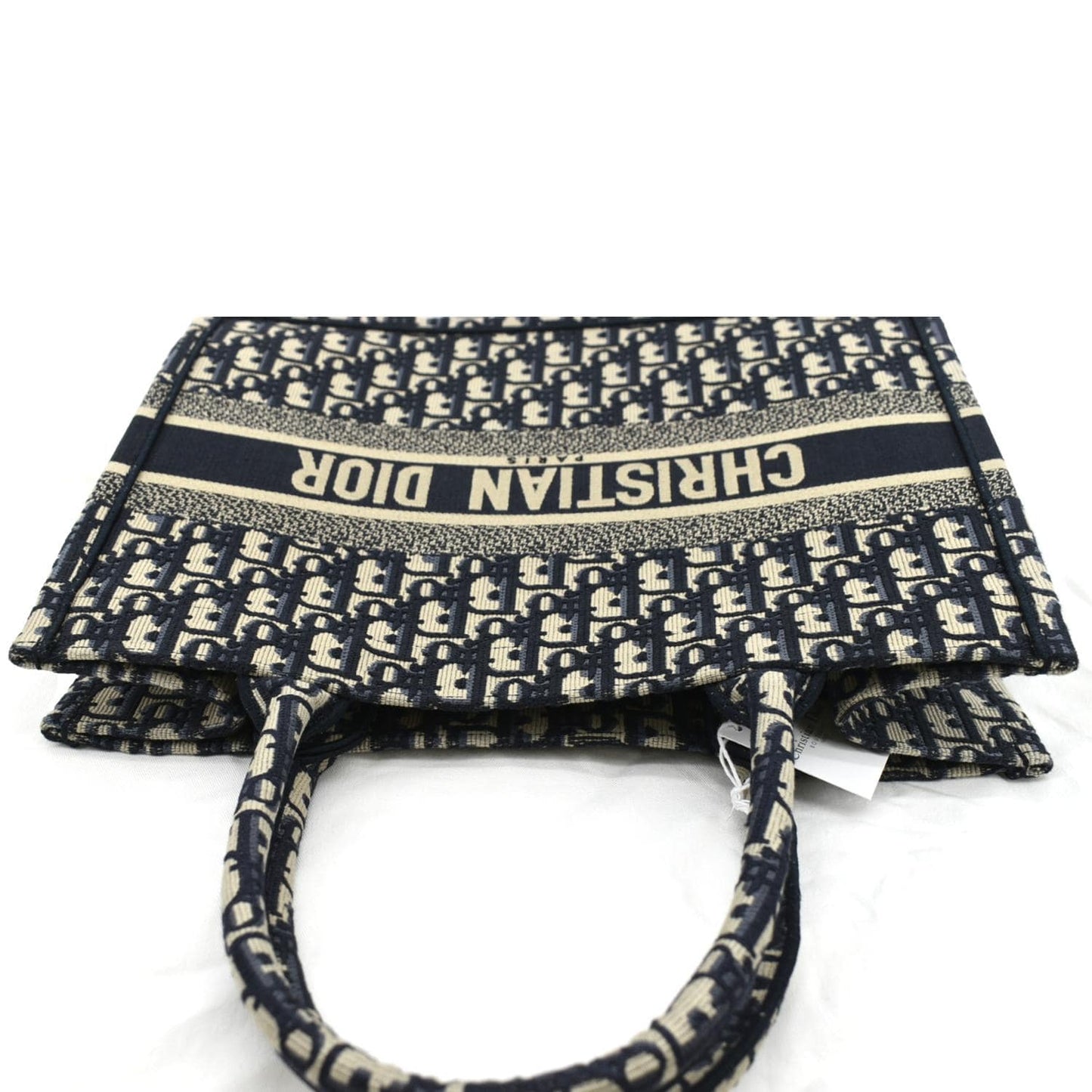 CHRISTIAN DIOR Book Small Oblique Embroidery Tote Bag Blue