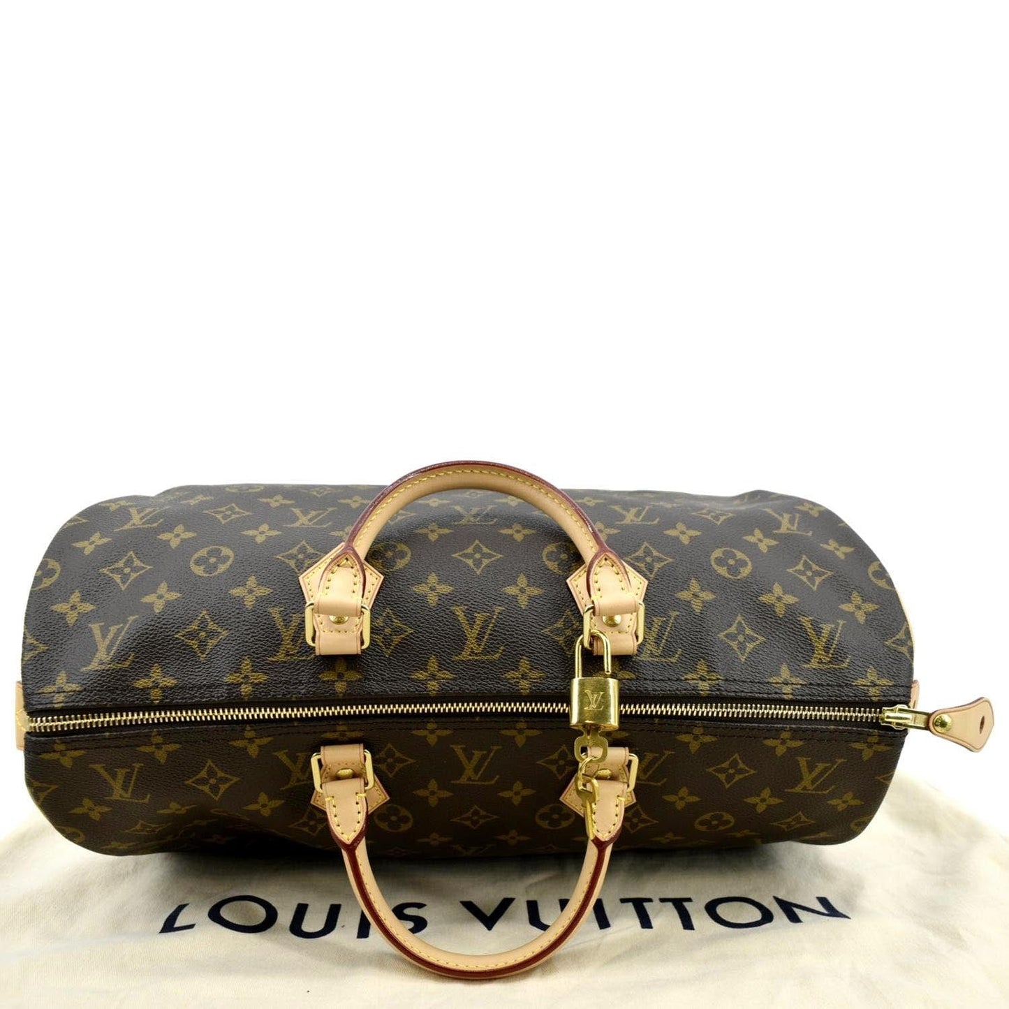 LOUIS VUITTON Speedy 40 Monogram Canvas Satchel Bag Brown