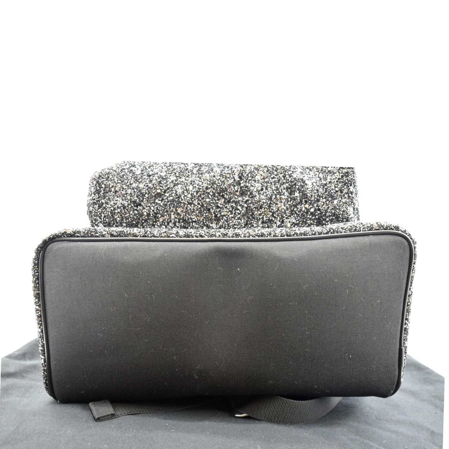 YVES SAINT LAURENT City Glitter Canvas Backpack Bag Black