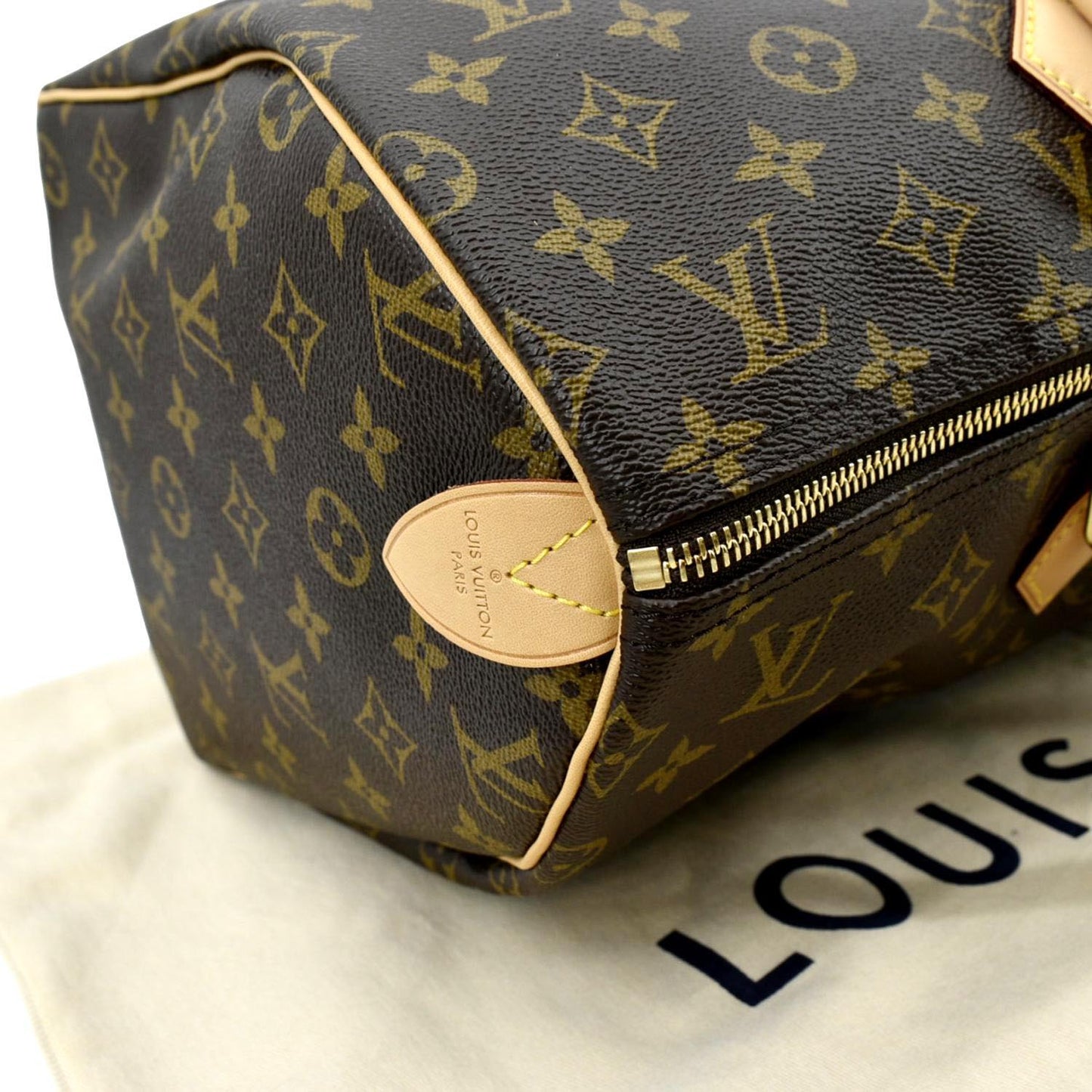 LOUIS VUITTON Speedy 40 Monogram Canvas Satchel Bag Brown
